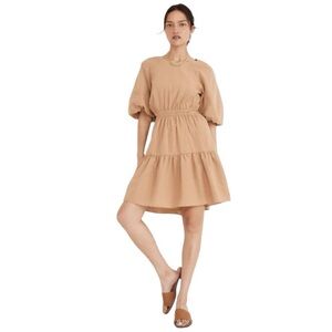 Madewell - Seersucker Puff-Sleeve Cutout Mini Dress Sz S